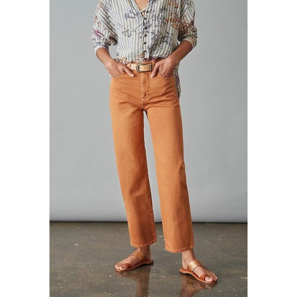 Anthropologie Pilcro The Column Straight Leg Jeans Burnt Orange Size 26 Classic - Picture 1 of 13
